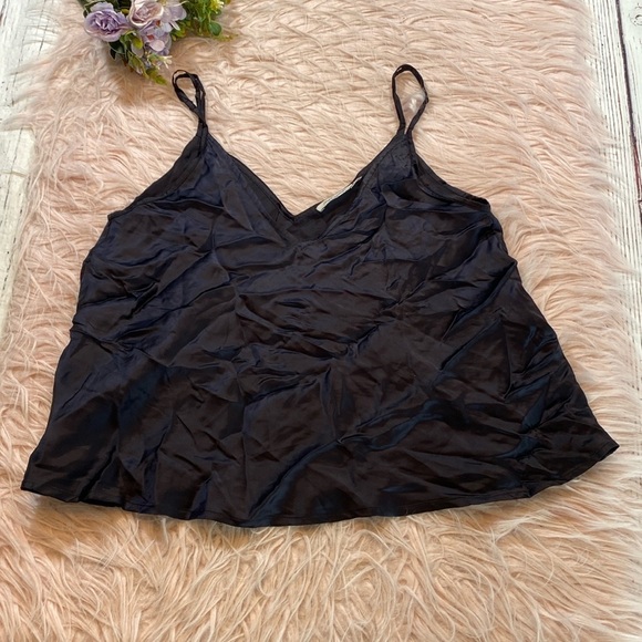 MES Demoiselles Black V Neck Leop Slip Tank Top sz 38 - Picture 1 of 9